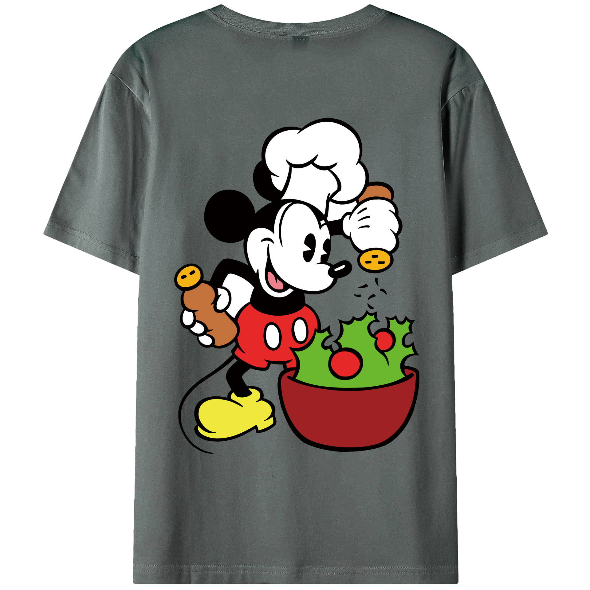 ミッキーマウス Mickey Mouse 綿100％ メンズ半袖Tシャツ（バックプリント） 通気性
